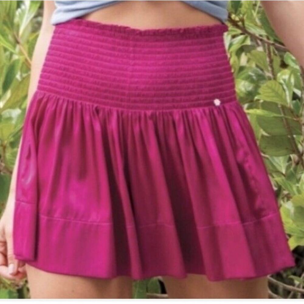 Natural Life Pink Satin Skirt Skort Elastic Waist Silky